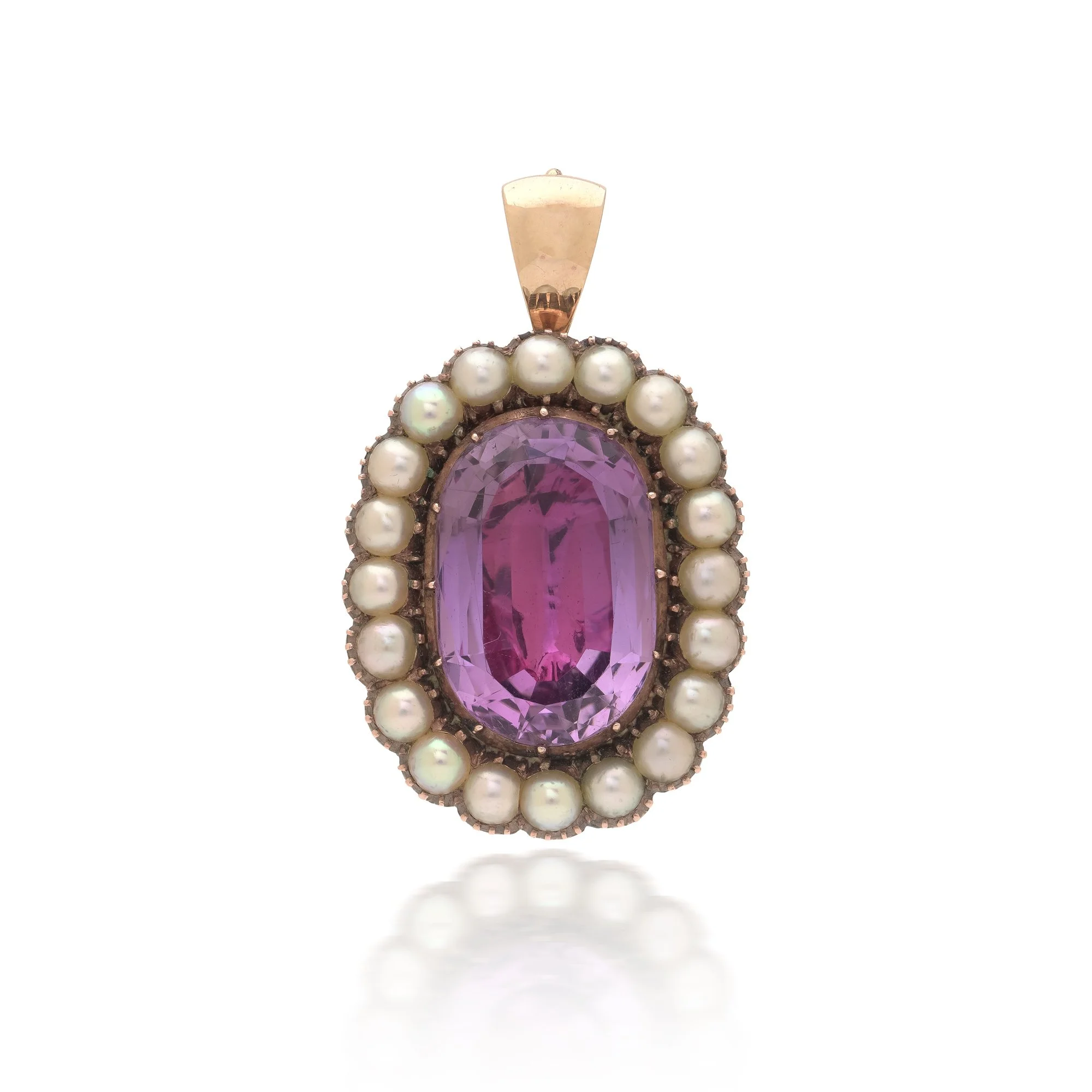 9KT Gold Amethyst and Freshwater Pearl Cluster Pendant