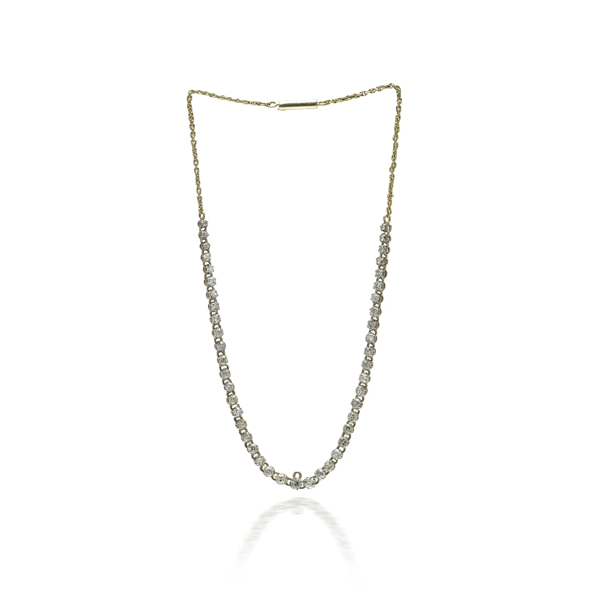 Antique Victorian Diamond Riviere Necklace, 15ct Gold