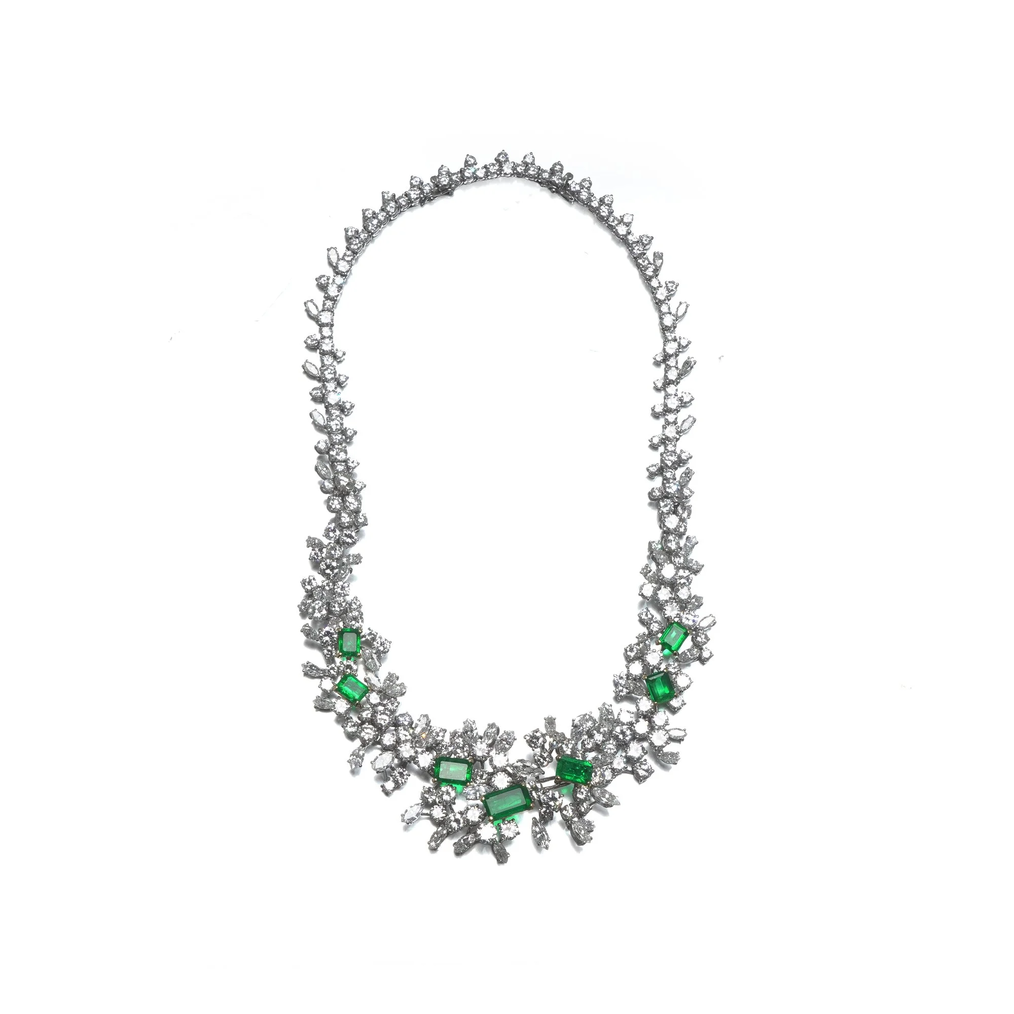 18ct White Gold Colombian Emerald and Diamond Necklace / Bracelet