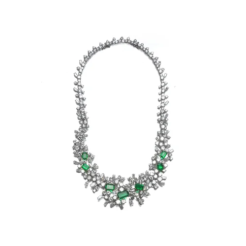 18ct White Gold Colombian Emerald and Diamond Necklace / Bracelet
