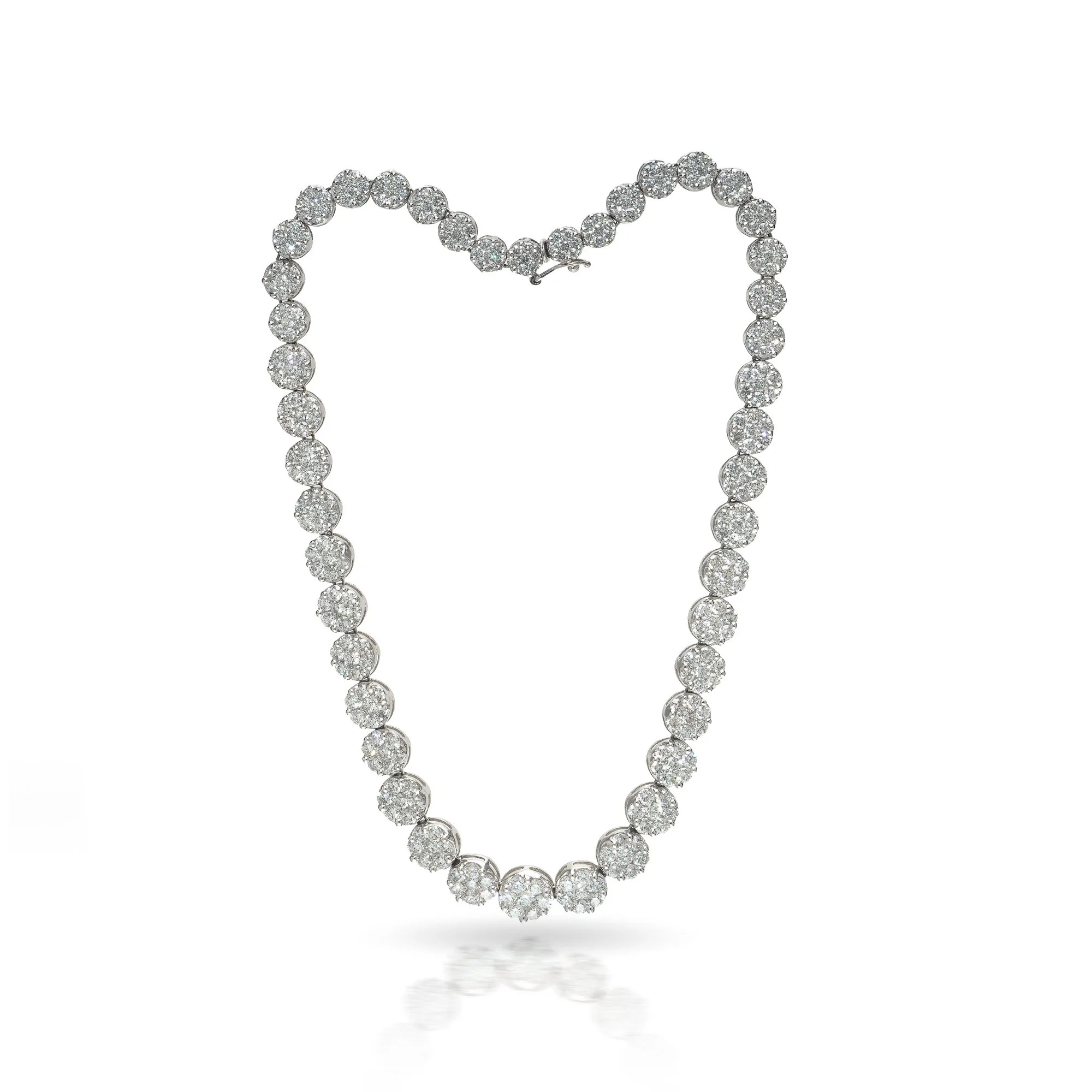 18ct White Gold Diamond Cluster Necklace, Approx. 22ct