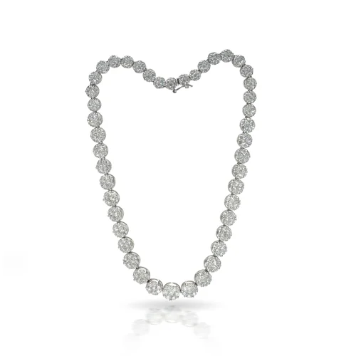 18ct White Gold Diamond Cluster Necklace, Approx. 22ct