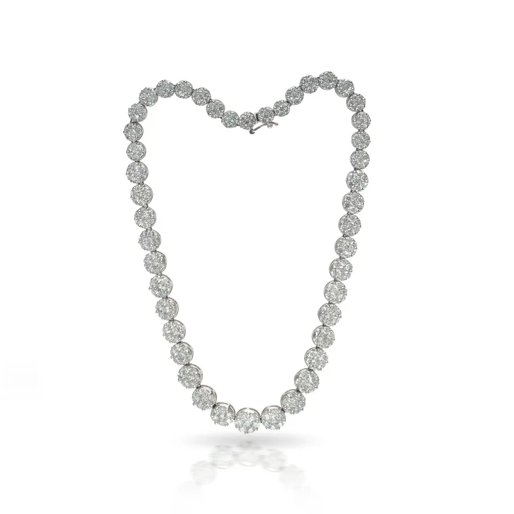 18ct White Gold Diamond Cluster Necklace, Approx. 22ct