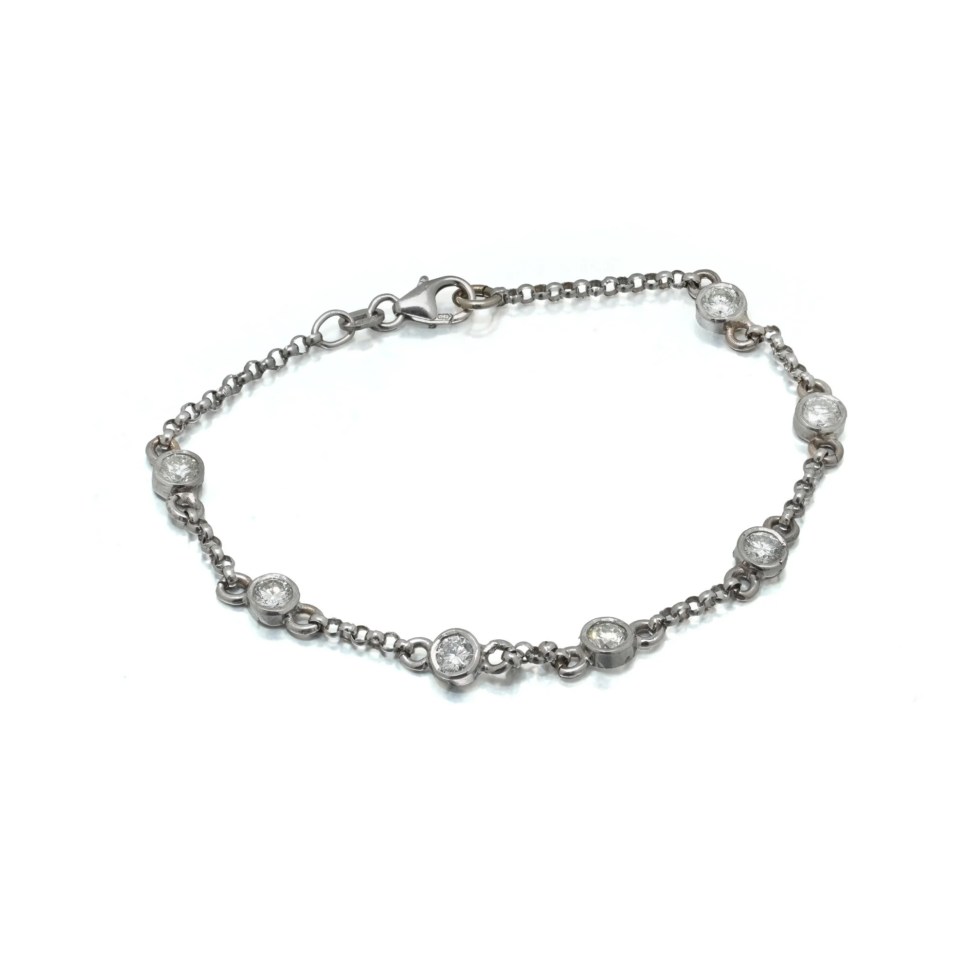 18ct White Gold Diamond Station Bracelet, Vintage 1970s