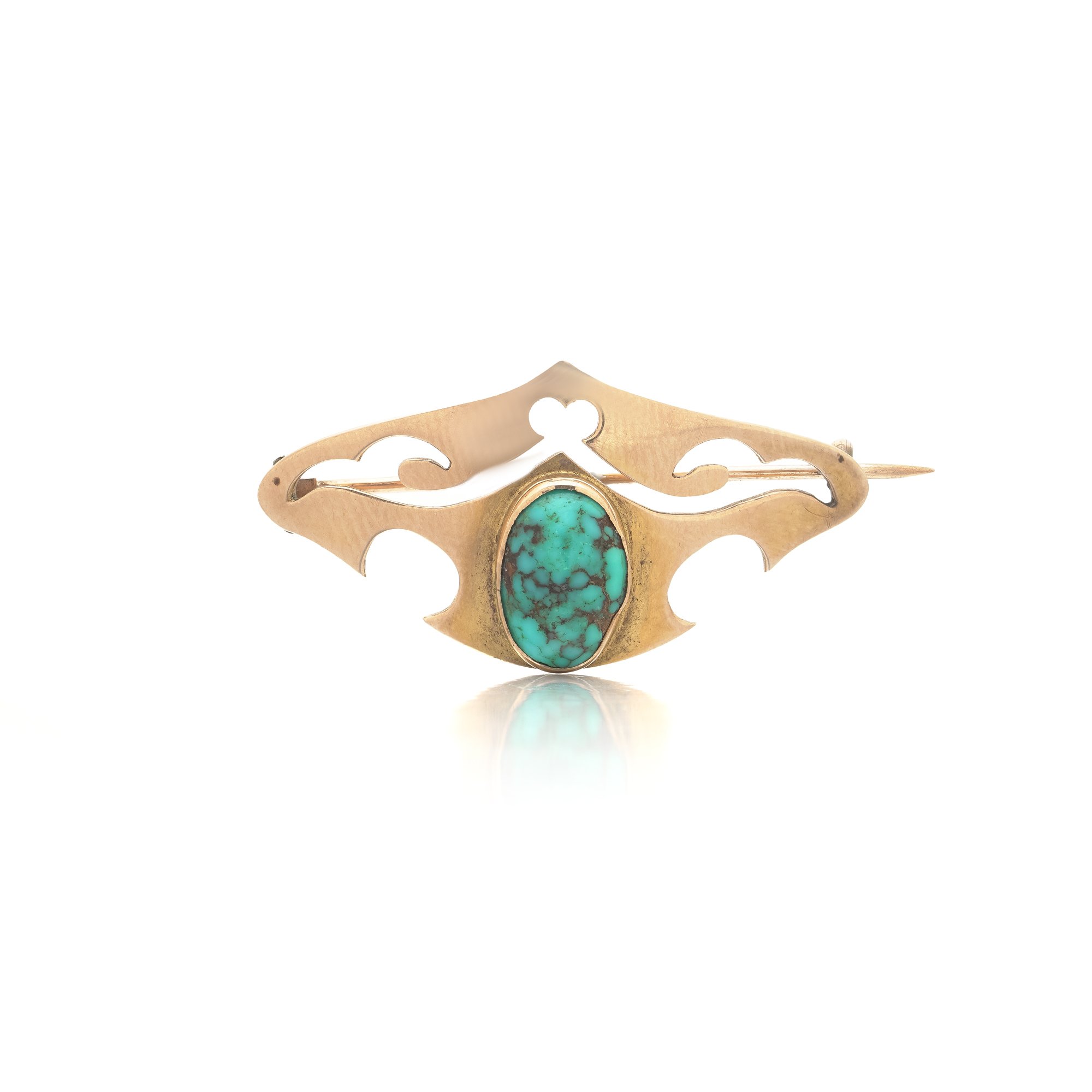 Victorian Turquoise Brooch, 9KT Gold