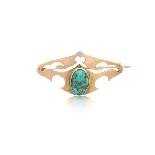 Victorian Turquoise Brooch, 9KT Gold