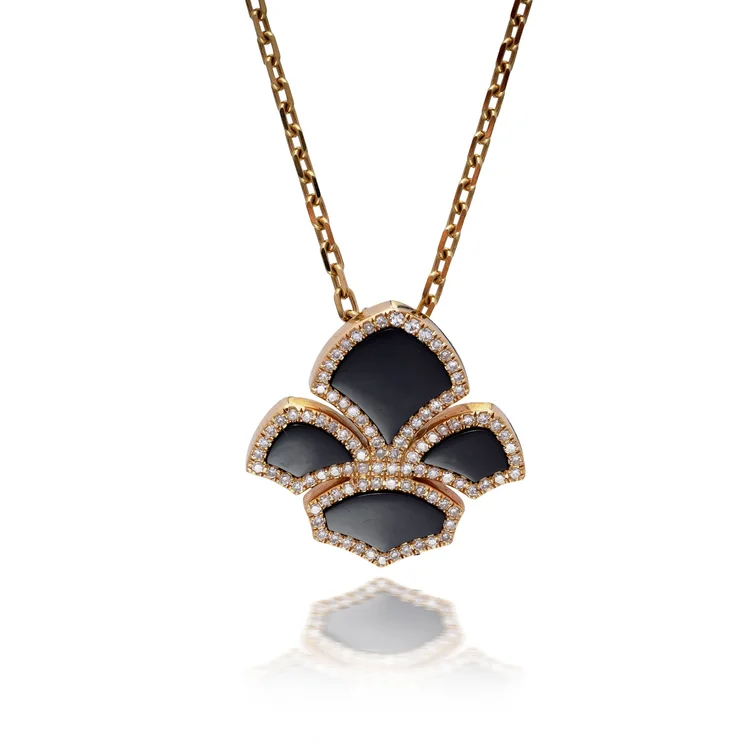 Chatila Onyx & Diamond Pendant Necklace, 18KT Gold