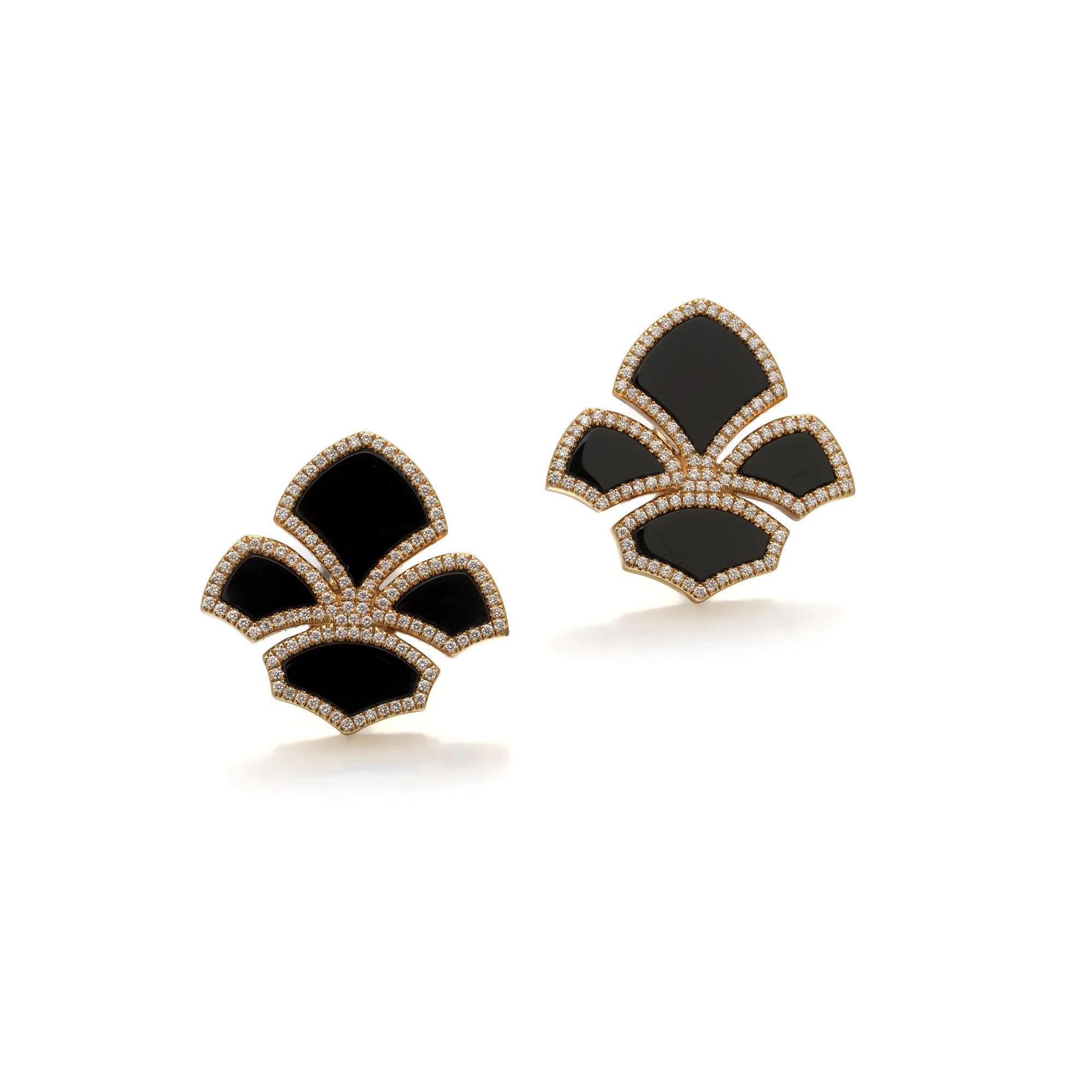 Chatila Onyx & Diamond Clip-On Earrings, 18KT Gold