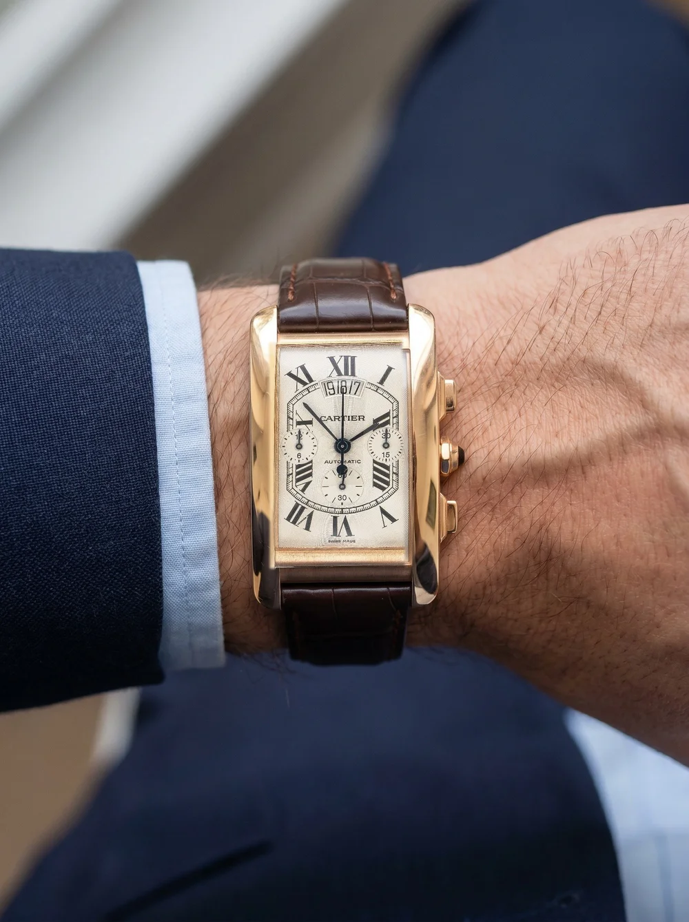 Cartier Tank Américaine 18KT Gold Automatic Chronograph Watch, Ref. 3072