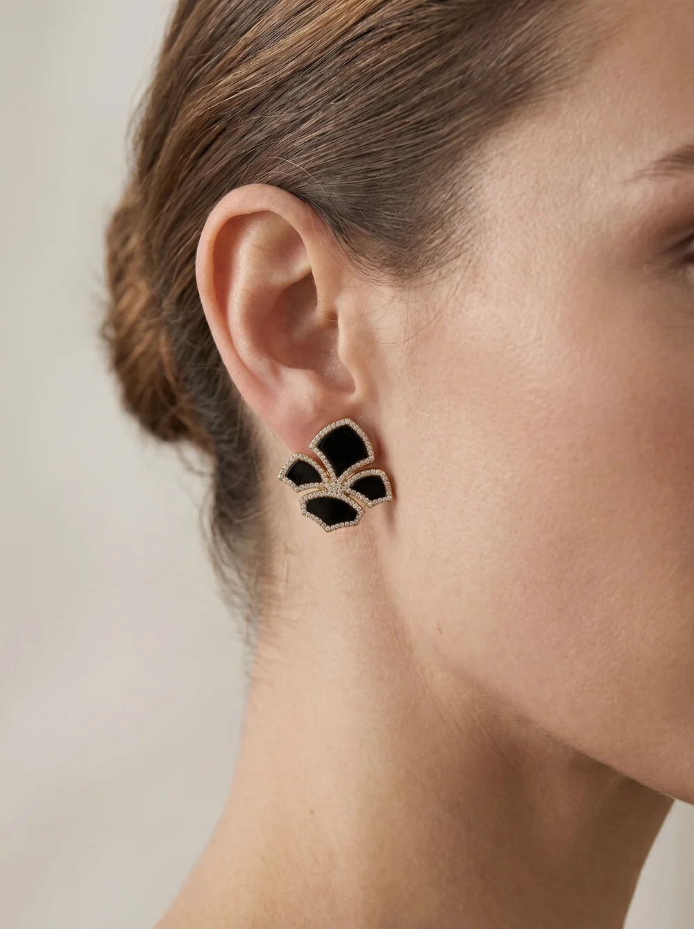 Chatila Onyx & Diamond Clip-On Earrings, 18KT Gold