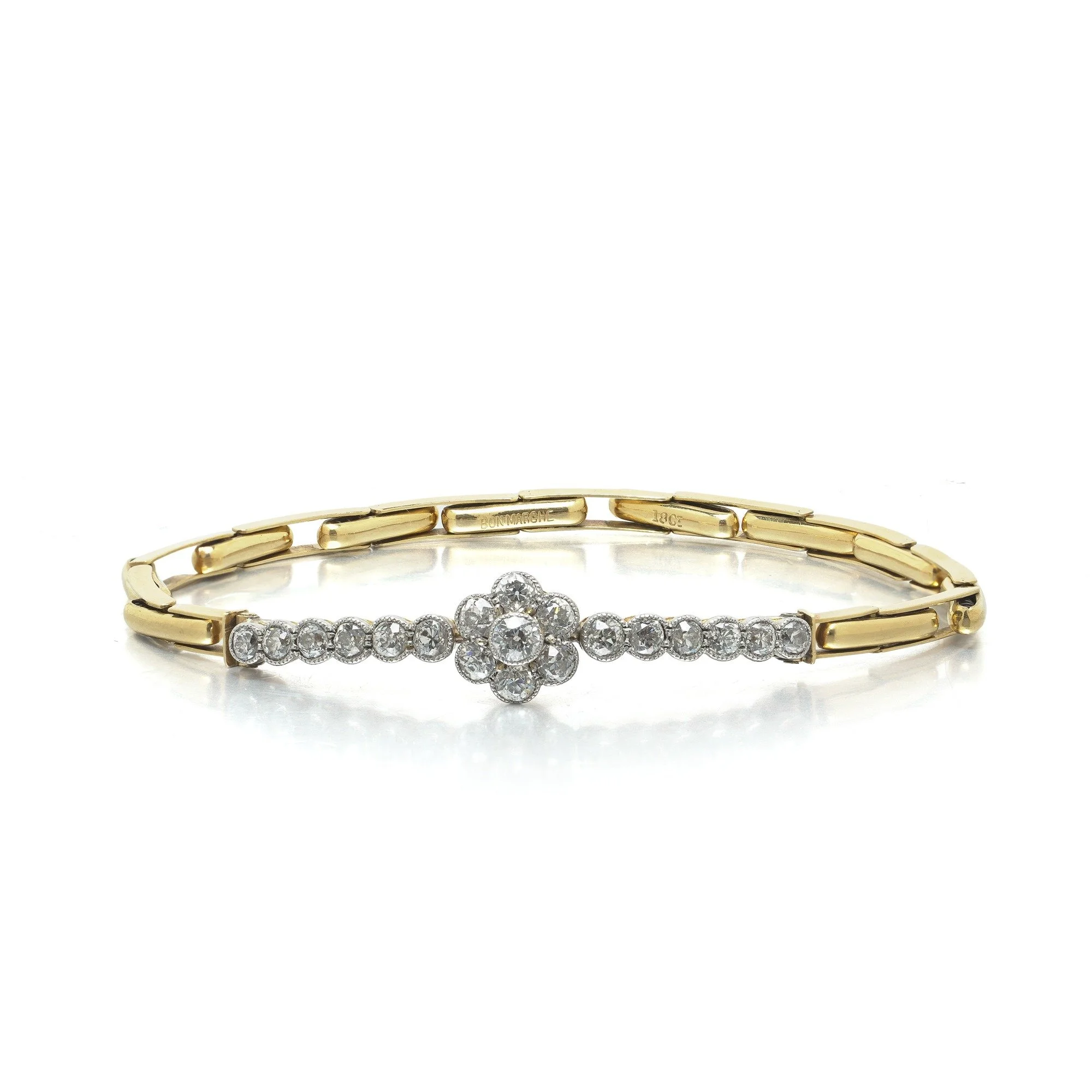 Antique Edwardian 18KT Gold, Platinum & Diamond Bracelet
