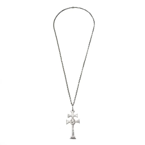 Antique Dutch Silver Gothic Crucifix Pendant & Chain, Chester 1909