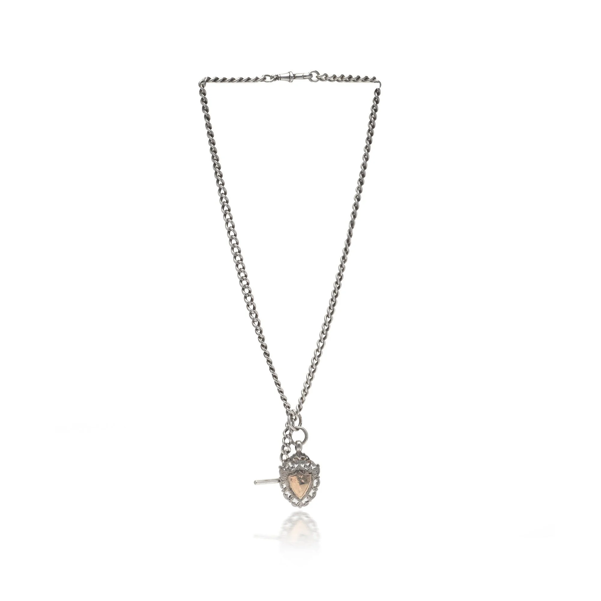 Antique Silver Albert Chain with 9KT Gold Shield, c.1910s–1920s