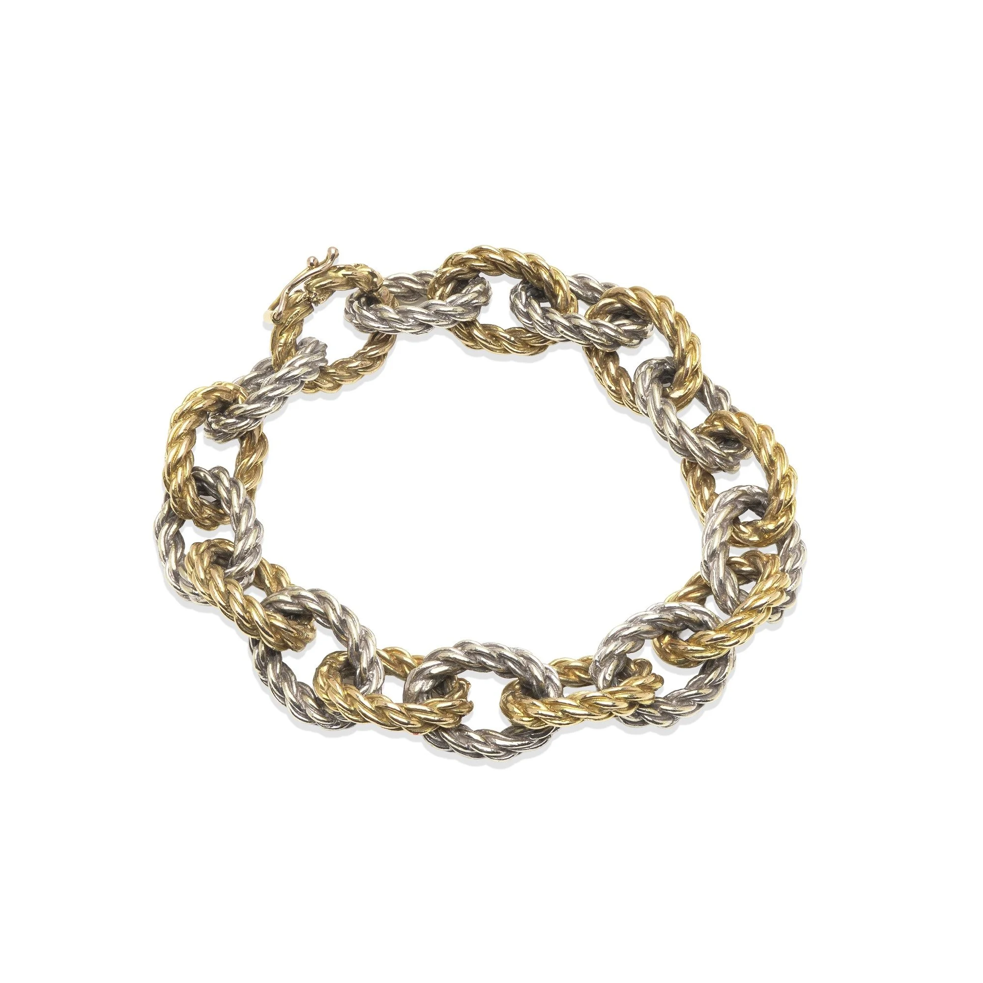 Vintage Two-Tone 9KT Gold Bracelet, 1970s