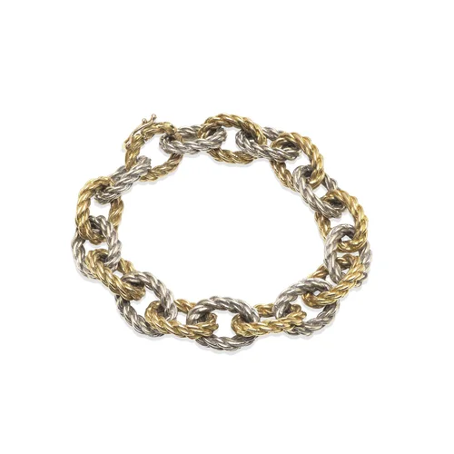 Vintage Two-Tone 9KT Gold Bracelet, 1970s