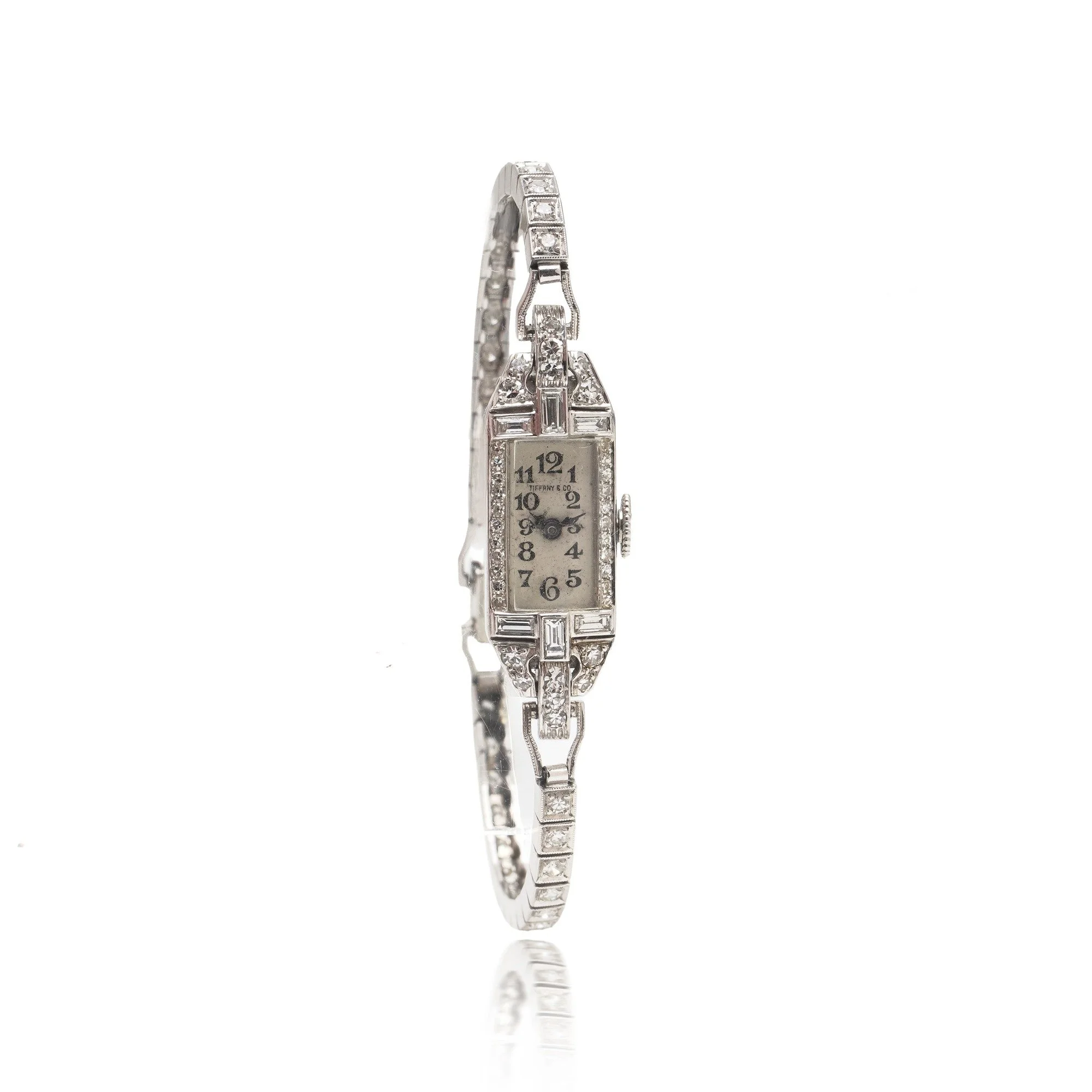 Tiffany & Co. Art Deco Platinum Diamond Cocktail Watch, Circa 1938