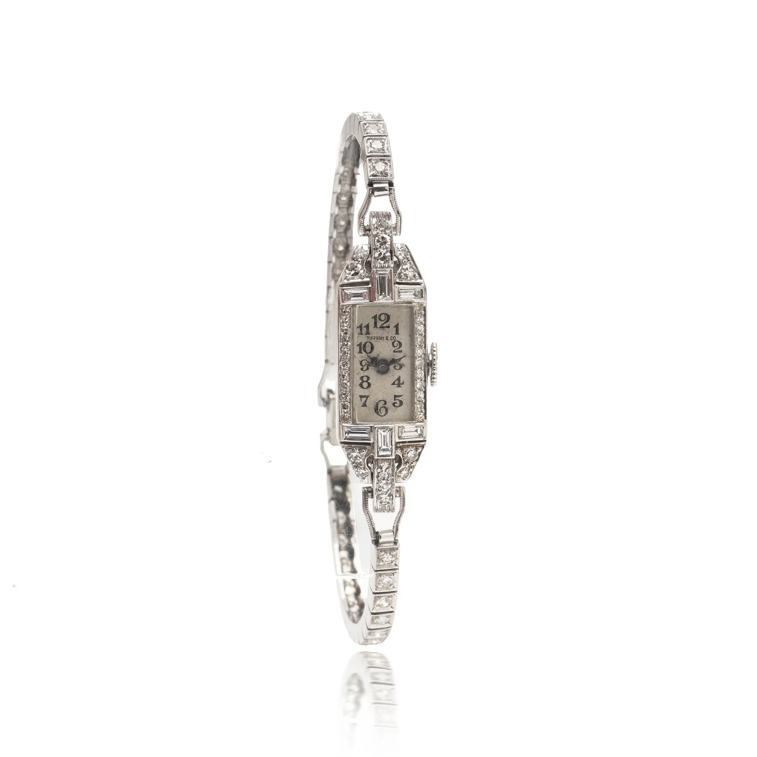 Tiffany & Co. Art Deco platinum and diamond cocktail watch, circa 1938