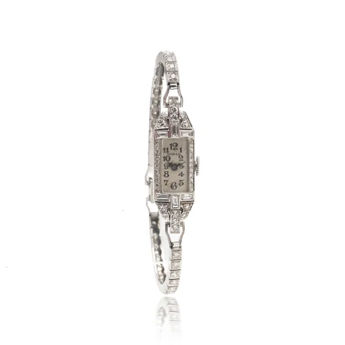 Tiffany & Co. Art Deco Platinum Diamond Cocktail Watch, Circa 1938