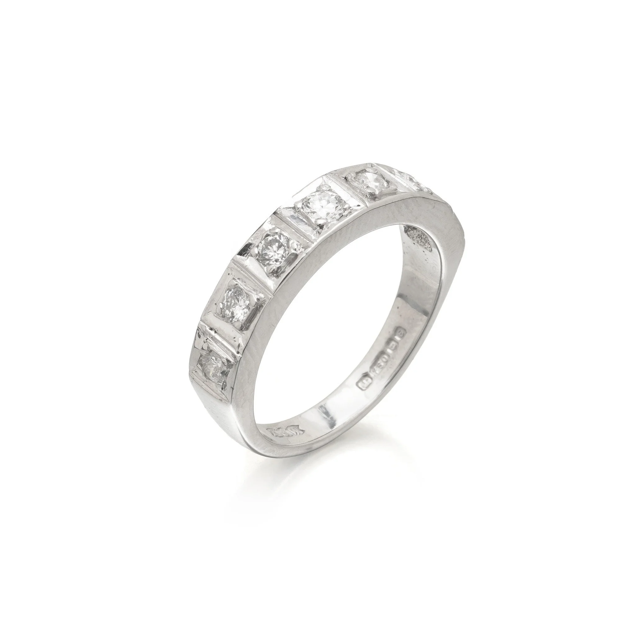Diamond Half Eternity Ring, 18KT White Gold