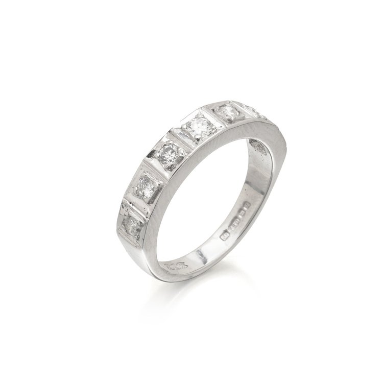 Diamond Half Eternity Ring, 18KT White Gold