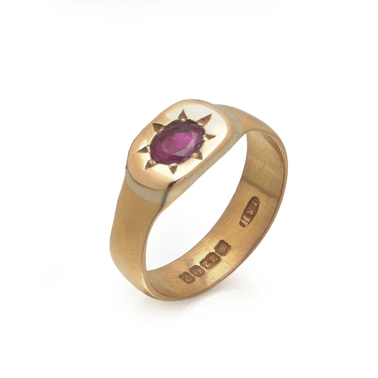 Antique Ruby Signet Ring, 22KT Gold