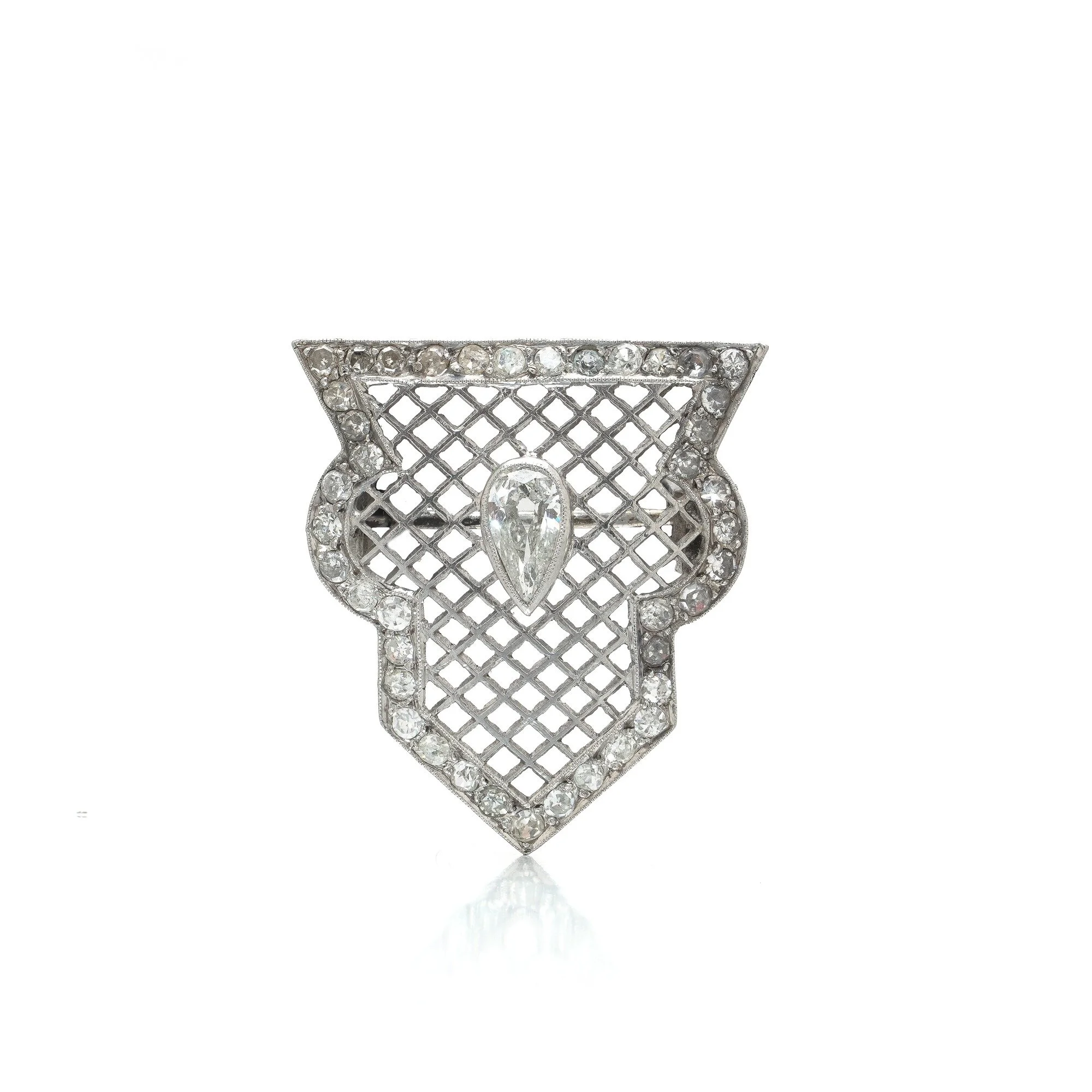 Art Deco Diamond Brooch, Platinum