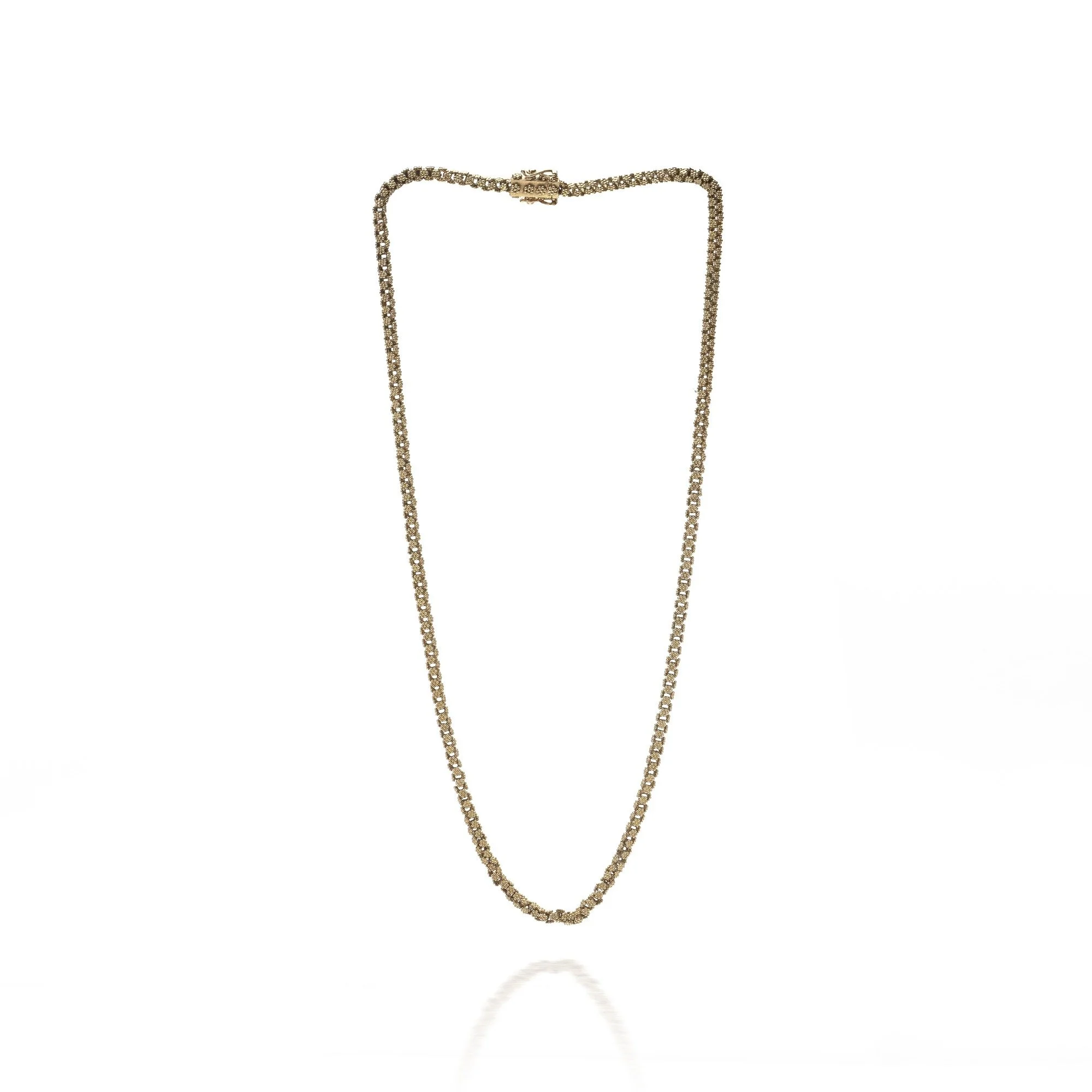Antique Gold Necklace, 18KT Granulated Link