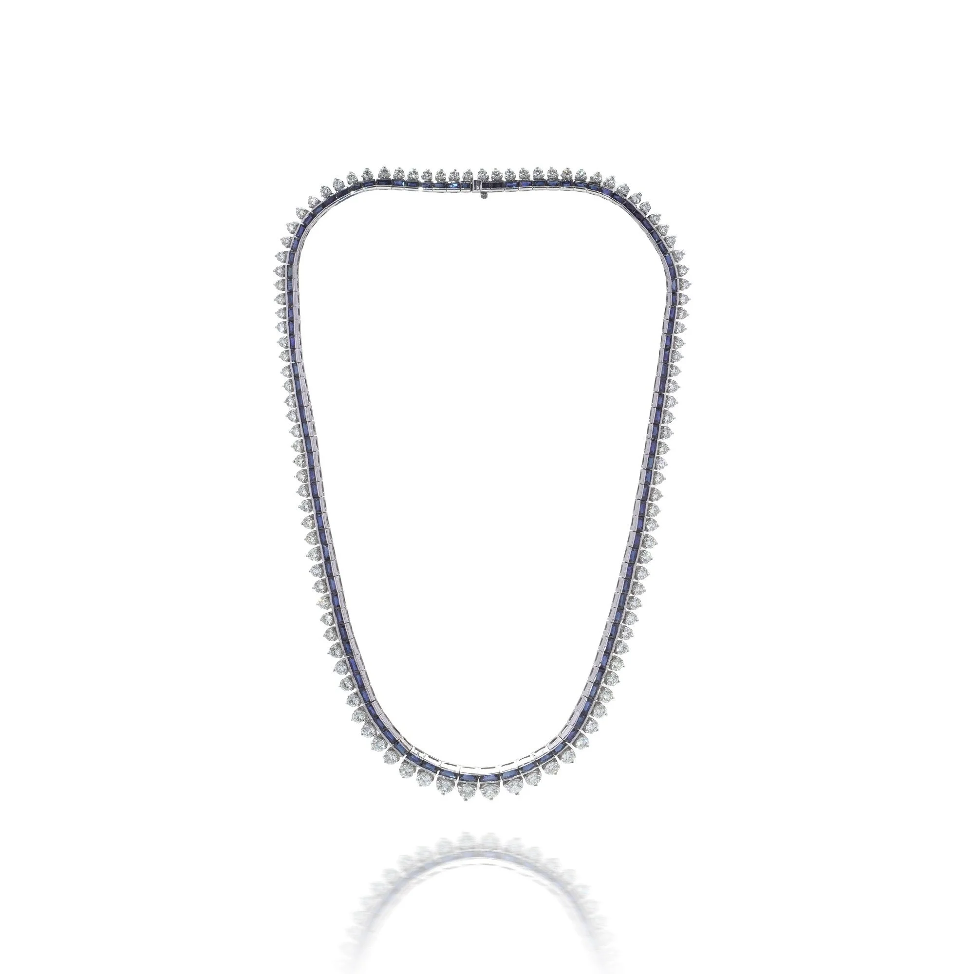 Sapphire & Diamond Necklace, 18KT White Gold