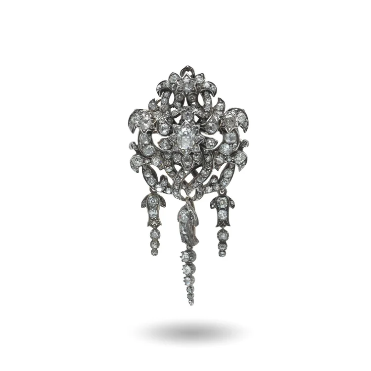 Victorian Diamond Brooch & Pendant with Articulated Drops