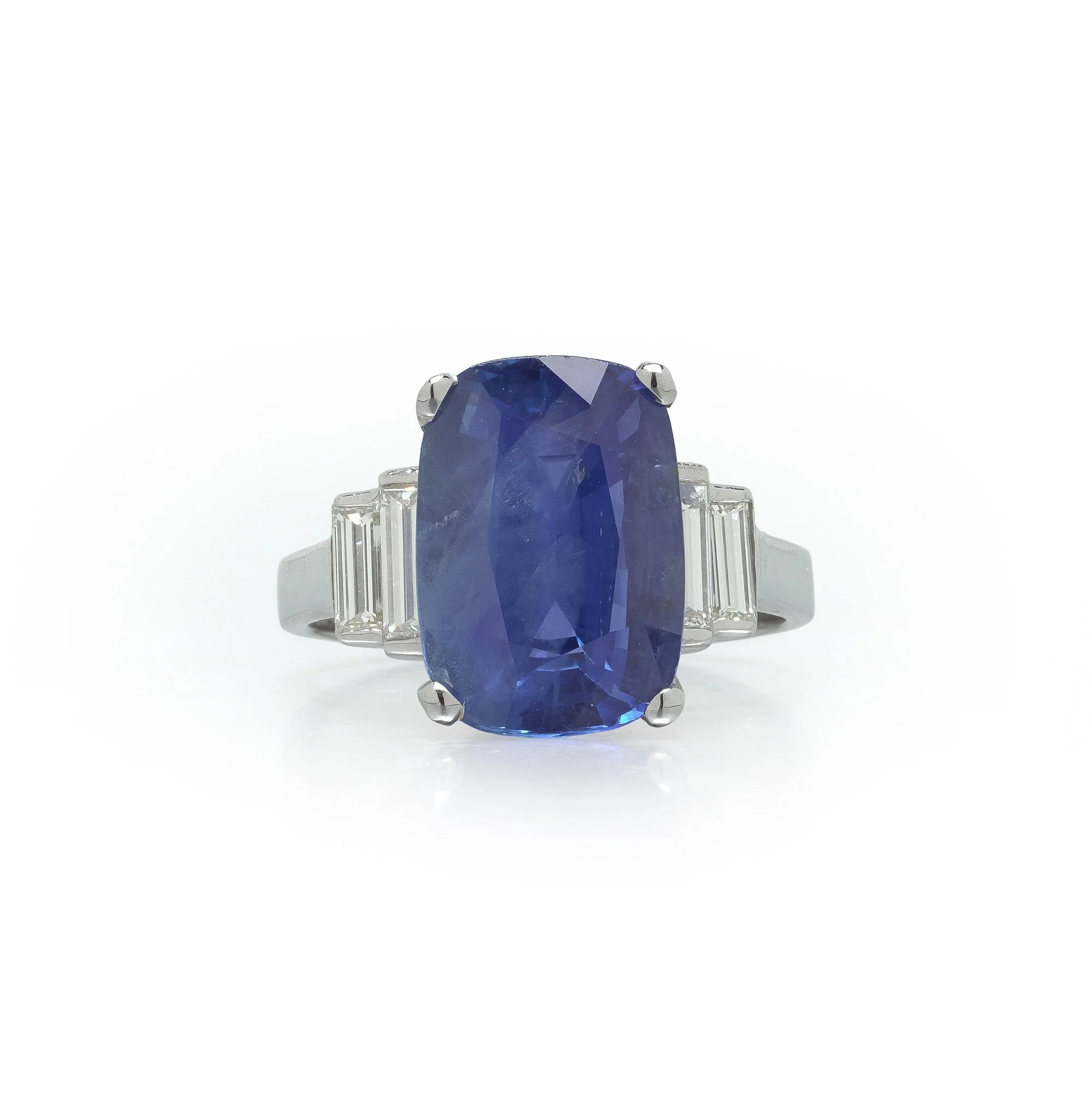 Natural Ceylon Sapphire & Diamond Ring, 18KT White Gold, Approx. 3.00 ct
