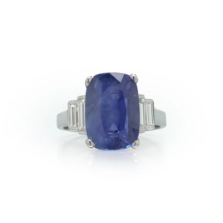 Natural Ceylon Sapphire & Diamond Ring, 18KT White Gold, Approx. 3.00 ct