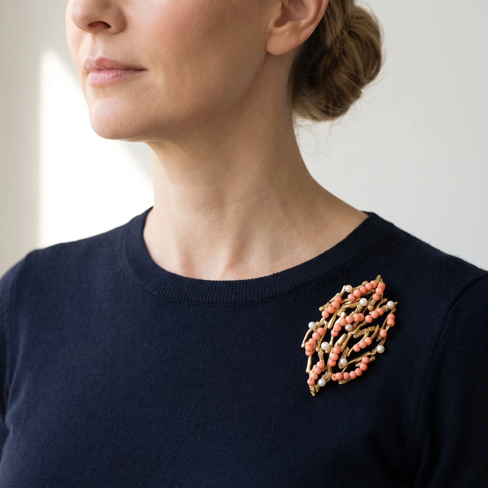 john-donald-18kt-gold-coral-pearl-brooch-london-1970s-03-worn-Mozeris-Fine-Antiques.jpg