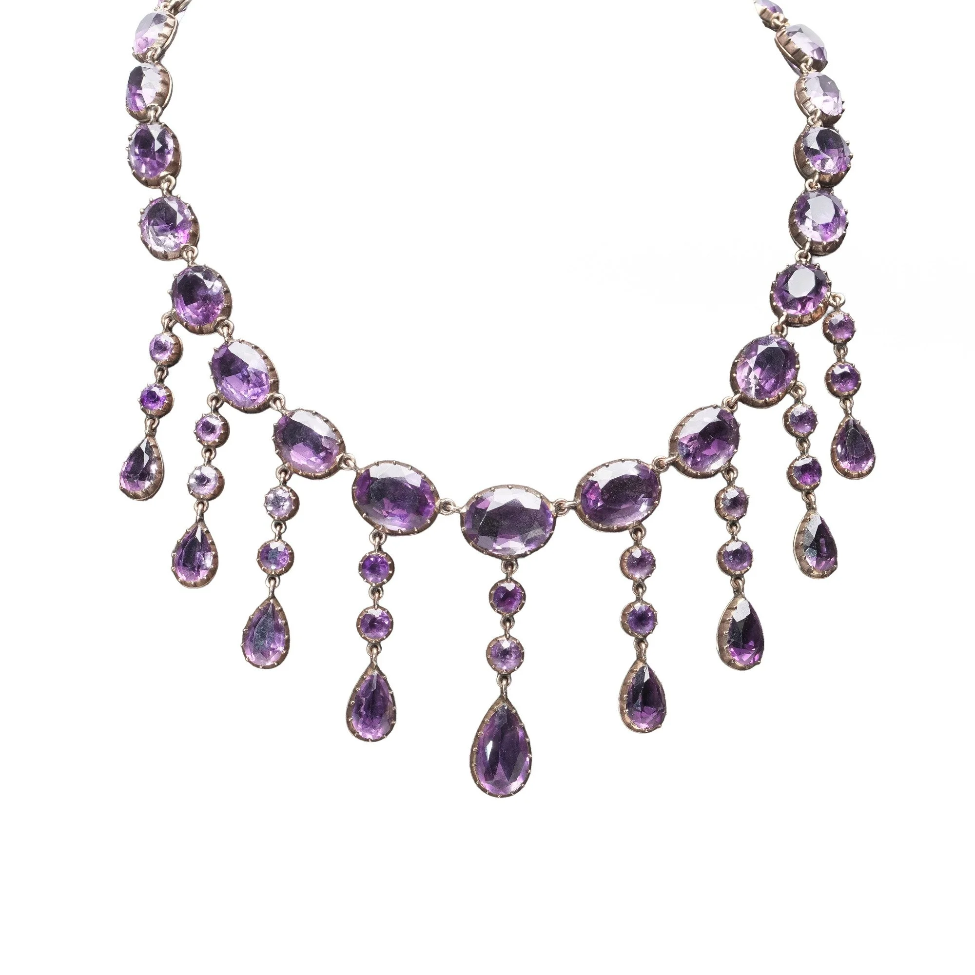Victorian Amethyst Fringe Necklace, 9KT Gold, Approx. 130 ct, Circa 1880