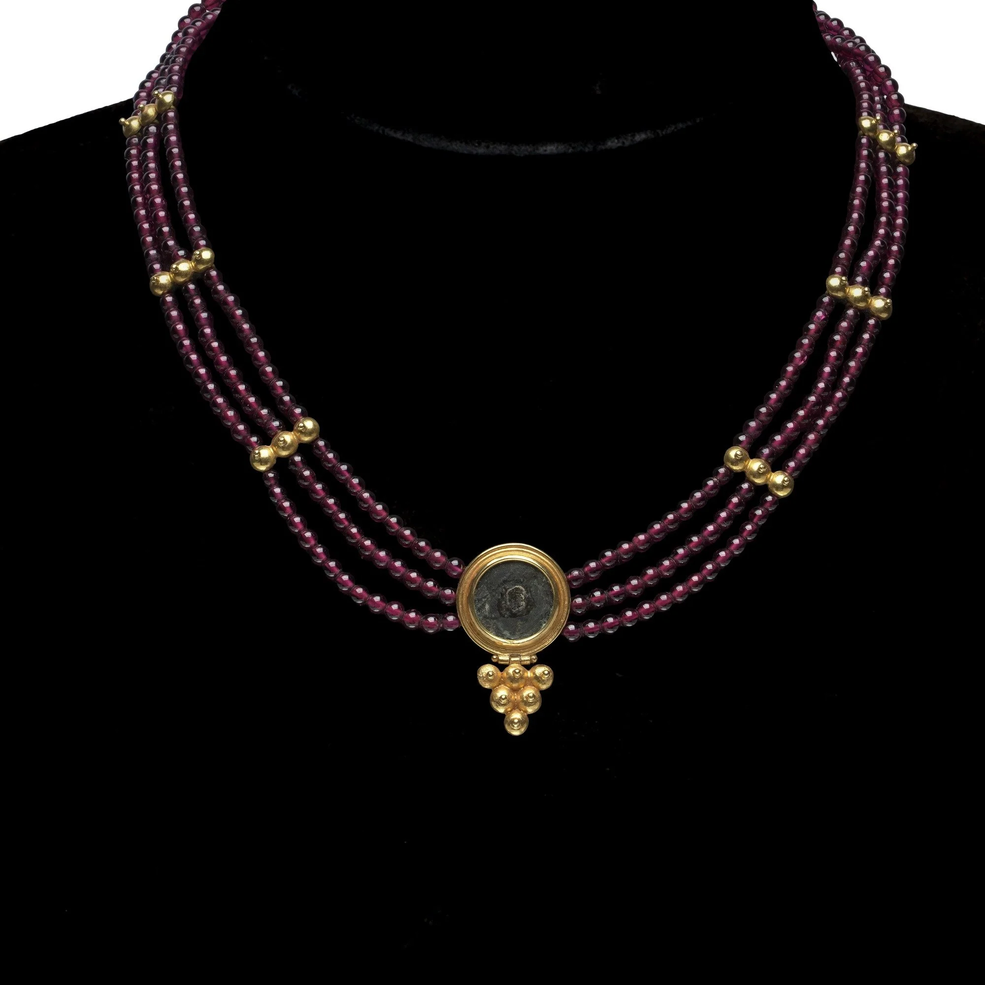 ancient-roman-coin-20kt-gold-multi-strand-bead-necklace-01-Mozeris-Fine-Antiques.jpg