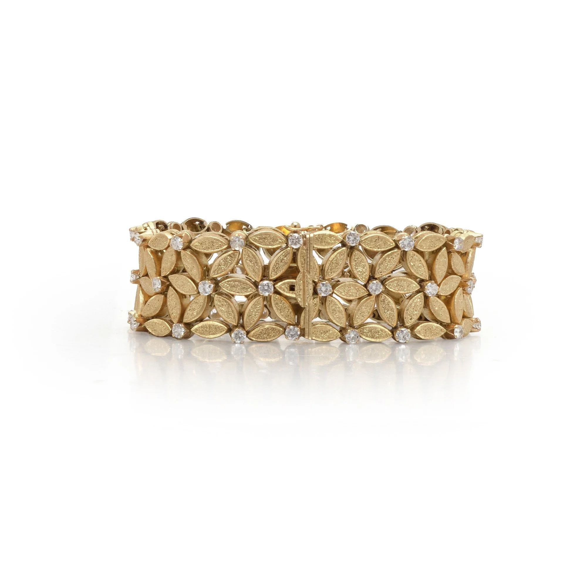 Buccellati Gold & Diamond Openwork Bracelet, Signed, Approx. 3.36 ct