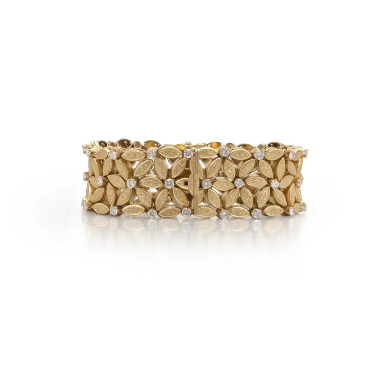 Buccellati Gold & Diamond Openwork Bracelet, Signed, Approx. 3.36 ct