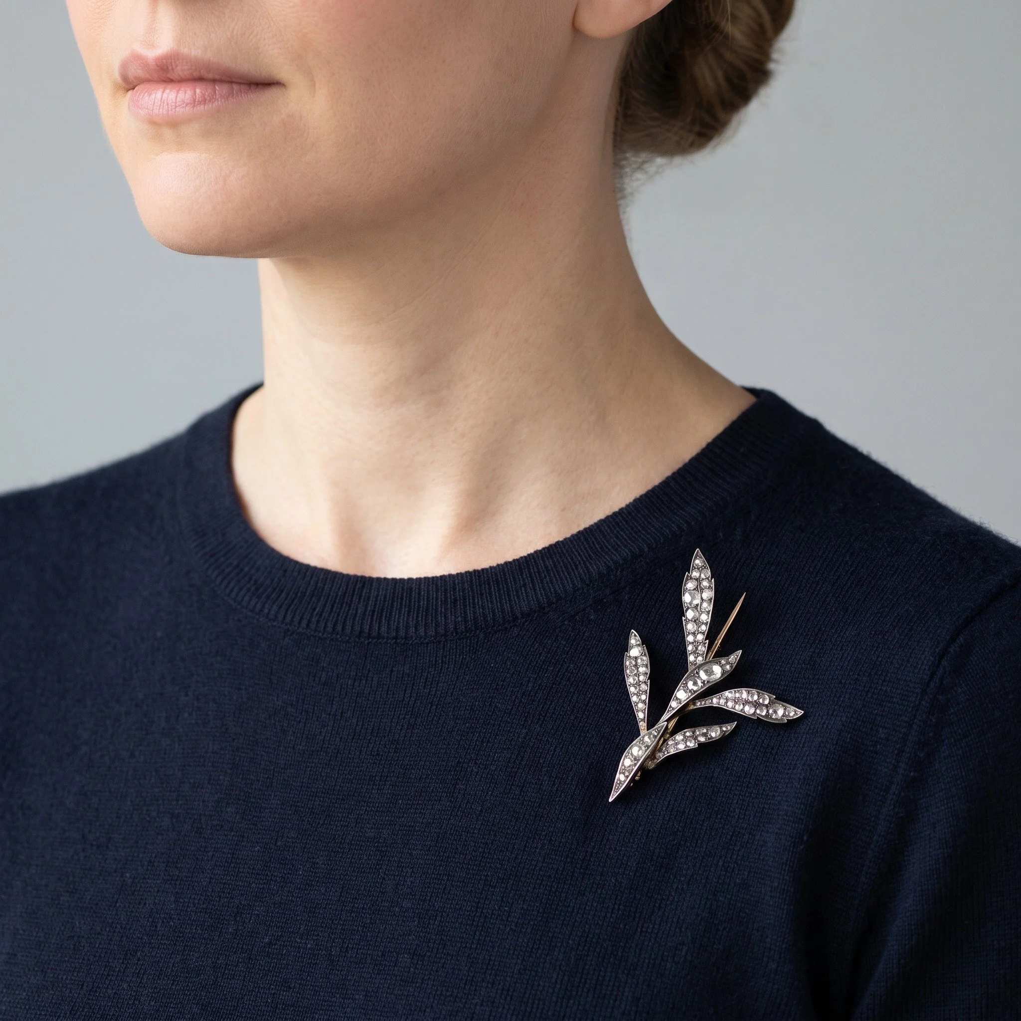 victorian-diamond-foliate-spray-brooch-9kt-gold-silver-2-50-ct-03-worn-Mozeris-Fine-Antiques.jpg