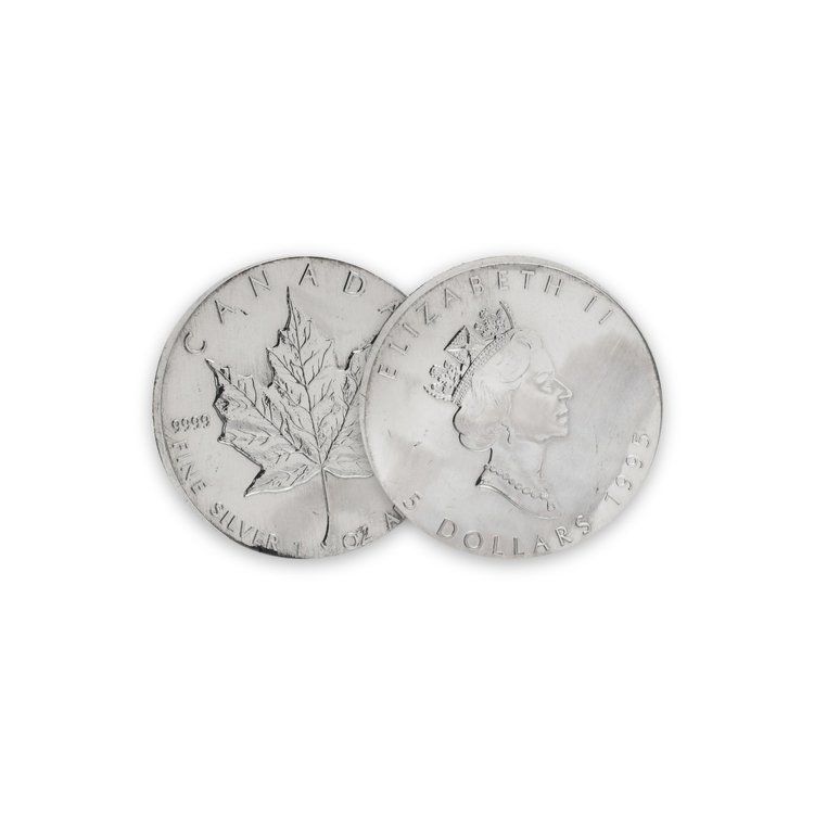 Canadian Silver Maple Leaf 1995 1oz Fine Silver Coin, Royal Canadian Mint Five Dollars