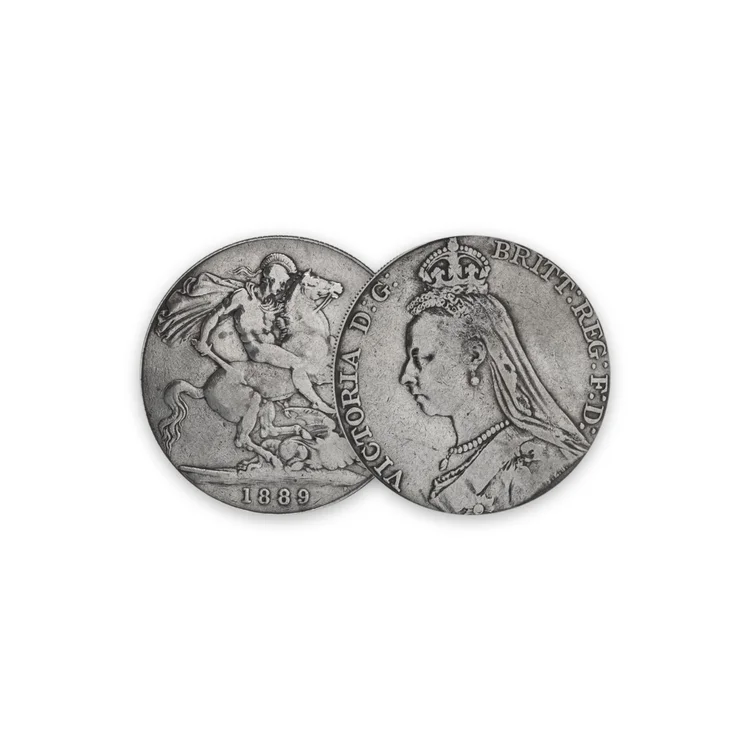 Queen Victoria Jubilee Head Silver Crown 1889, British Sterling Silver Coin