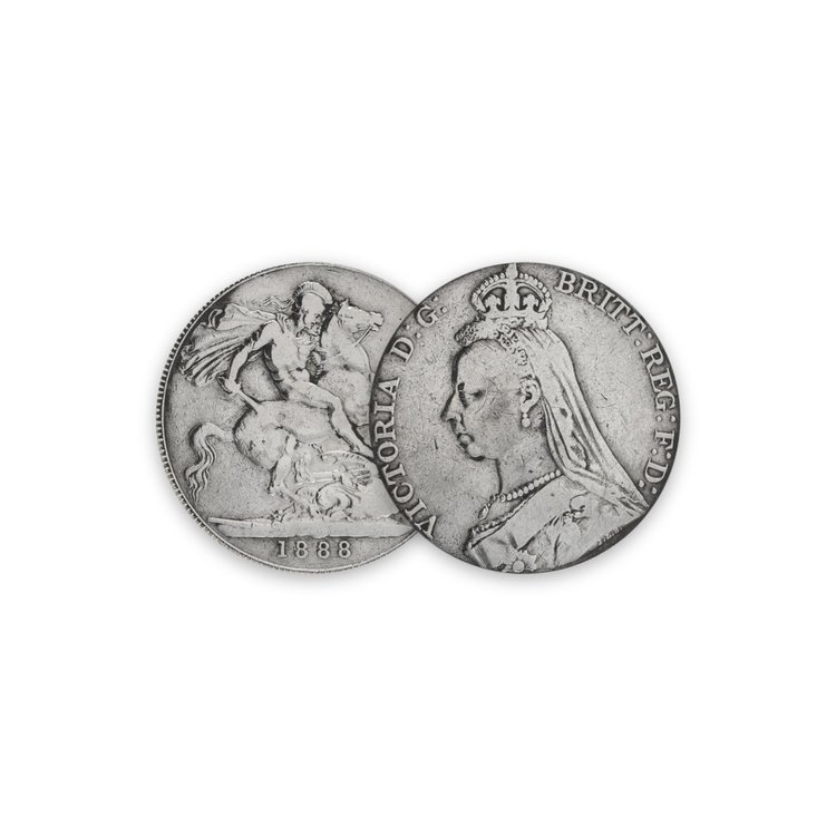 Queen Victoria Jubilee Head Silver Crown 1888, British Sterling Silver Coin