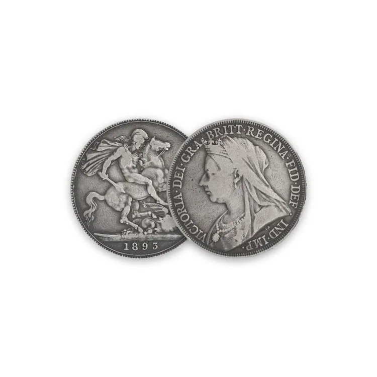 Queen Victoria Old Head Silver Crown 1893, First Year British Sterling Silver Coin