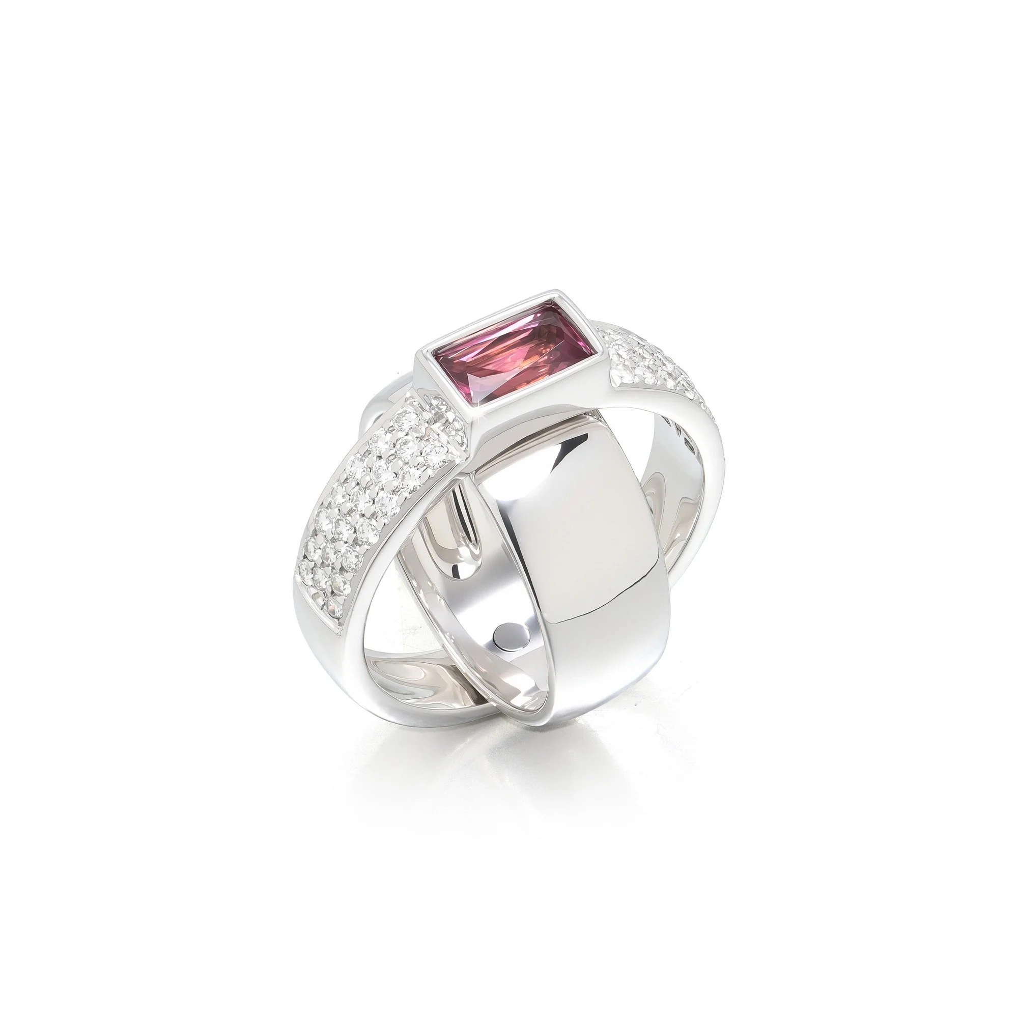 Piaget Possession 18KT White Gold Ring, Pink Tourmaline and Diamonds