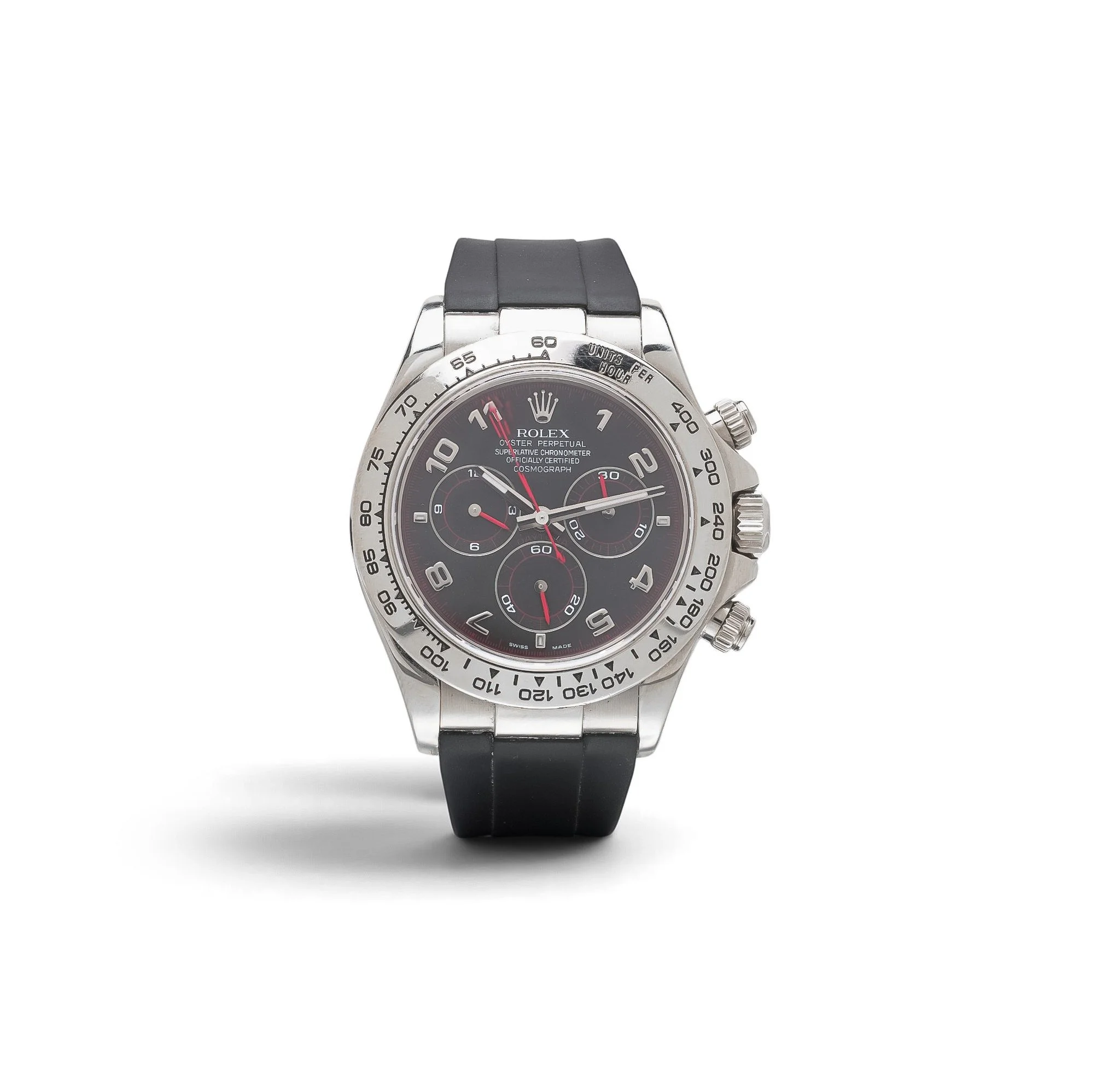Rolex Cosmograph Daytona 116519 18KT White Gold, Black Racing Dial, Box and Papers