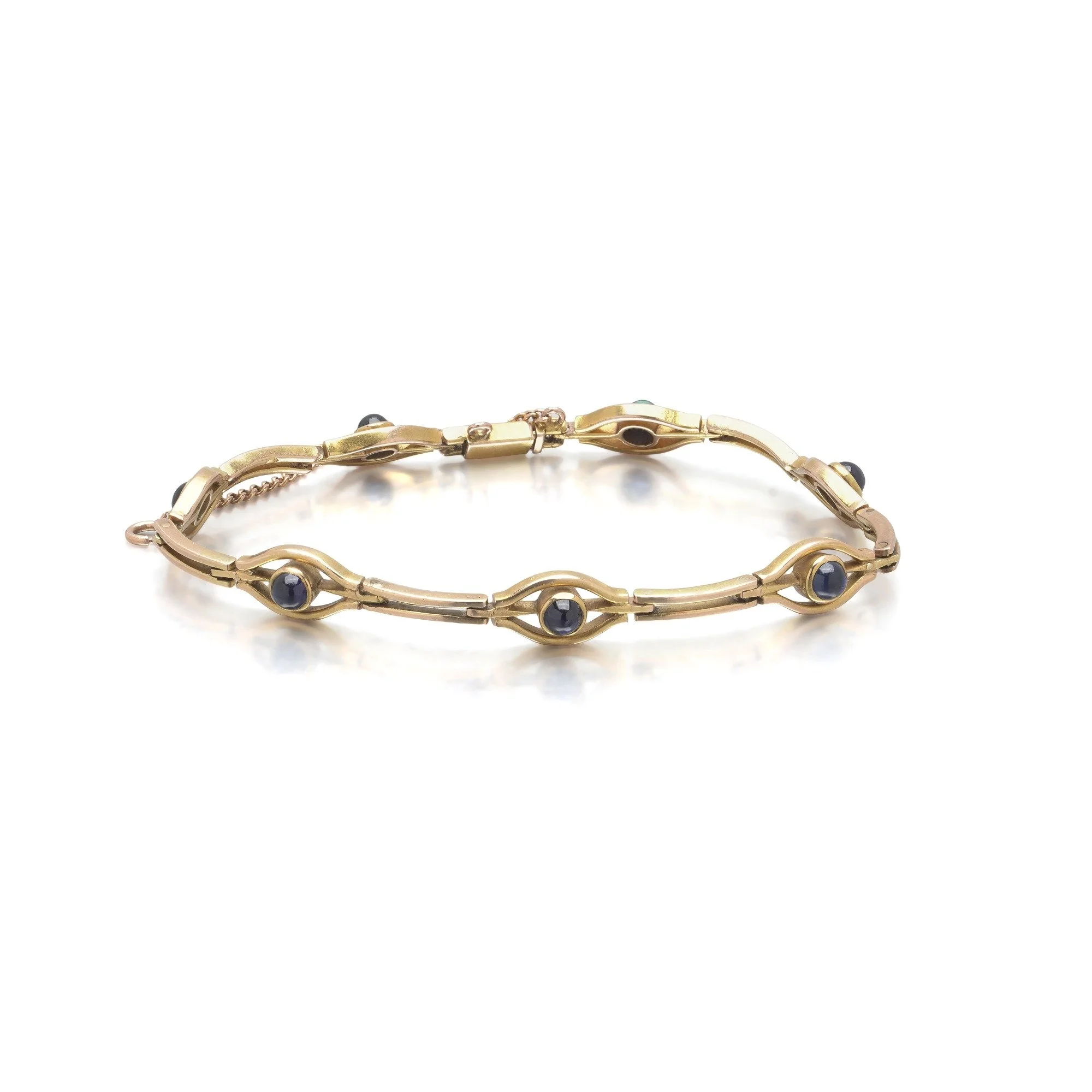 Imperial Russian 14KT Gold and Sapphire Bracelet, Kokoshnik Hallmark