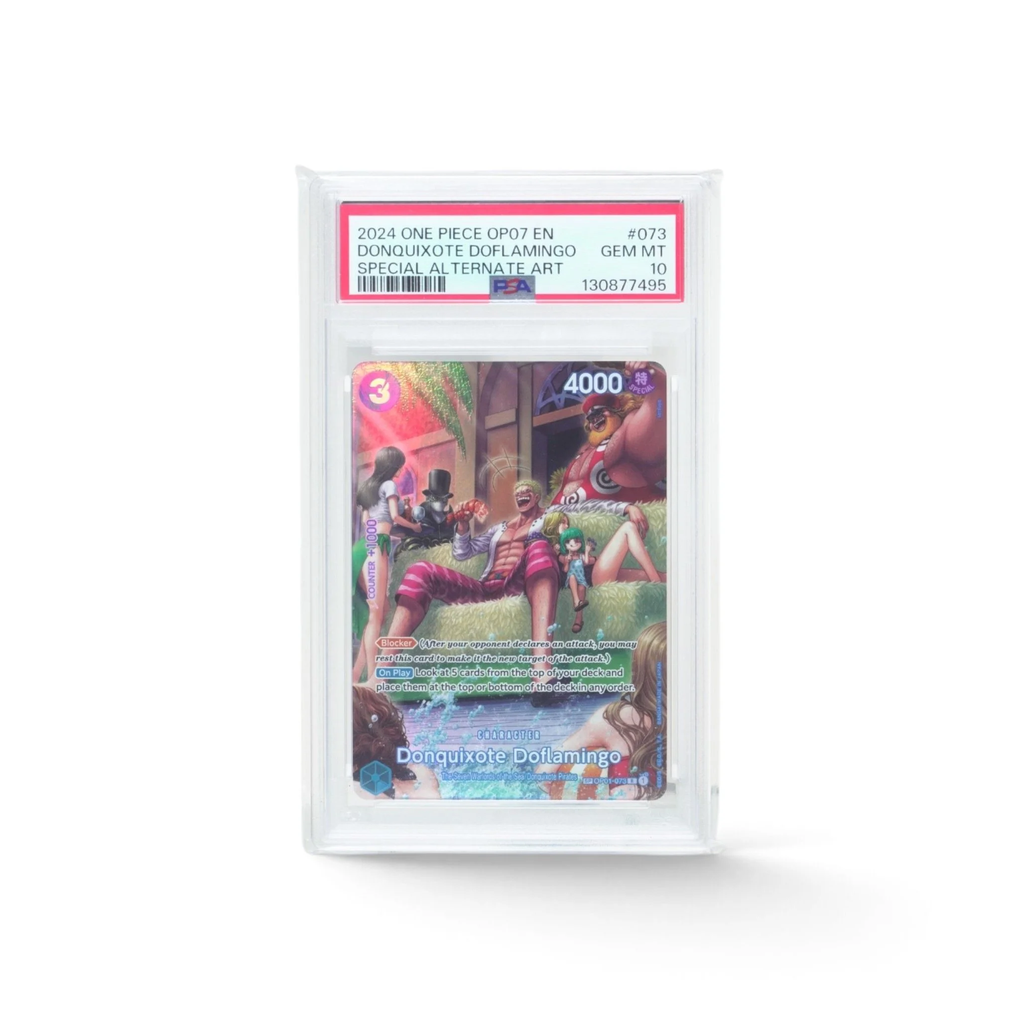 Donquixote Doflamingo Special Alternate Art OP07 #073 PSA 10 GEM MT, 2024