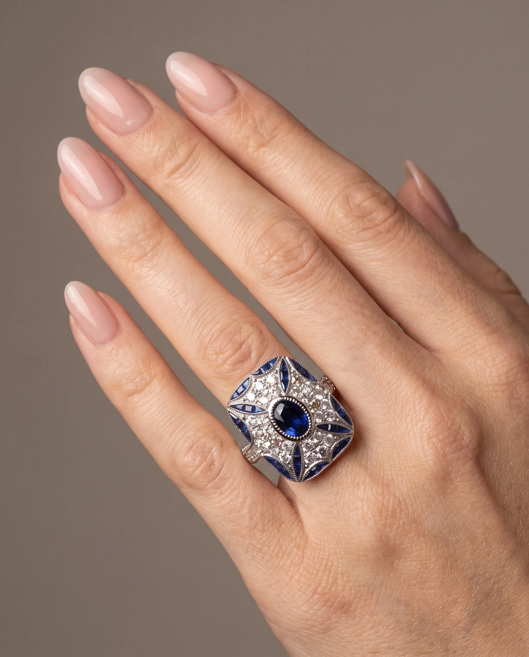 art-deco-style-platinum-sapphire-and-diamond-cushion-plaque-ring-worn1-Mozeris-Fine-Antiques.jpg