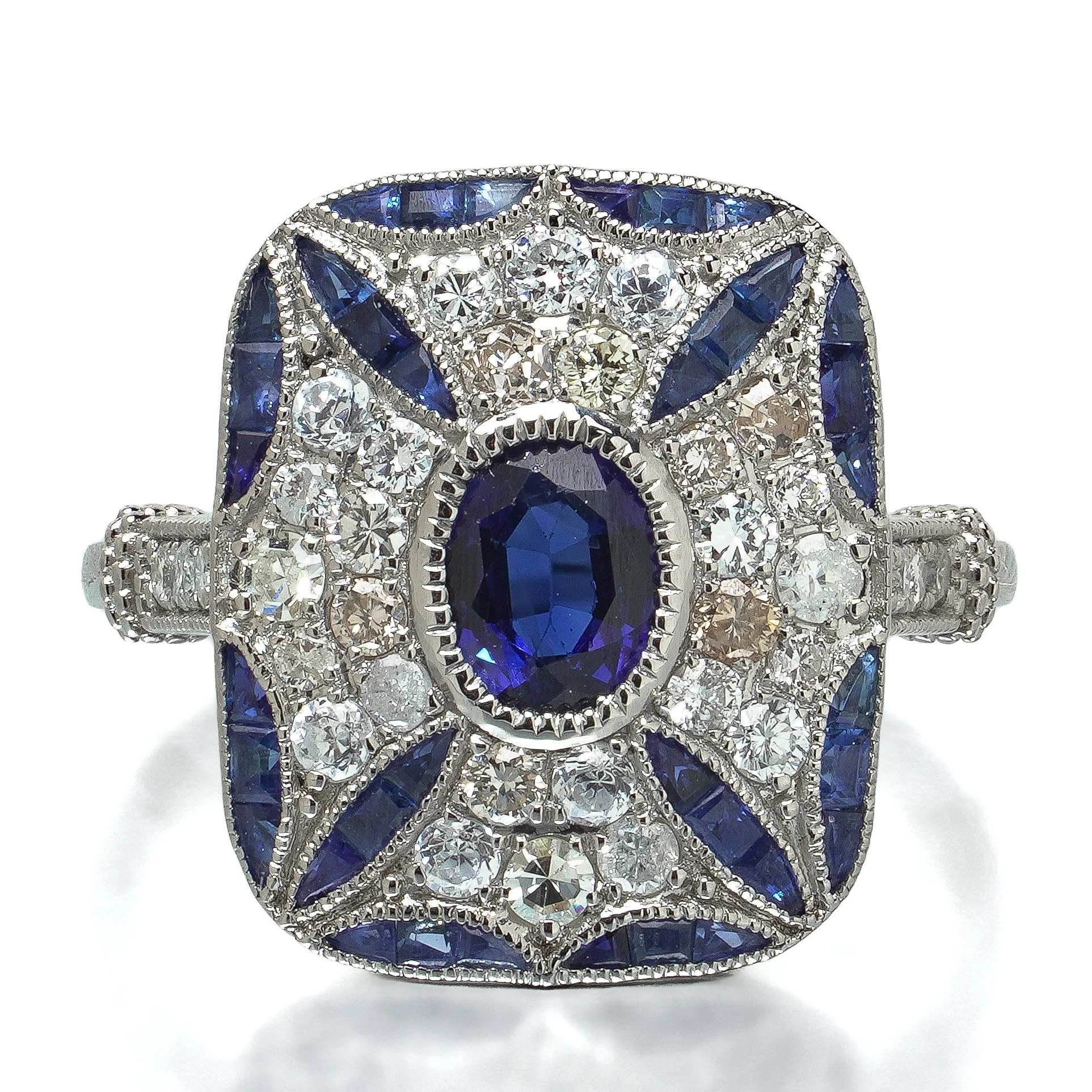 art-deco-style-platinum-sapphire-and-diamond-cushion-plaque-ring-07-head-Mozeris-Fine-Antiques.jpg