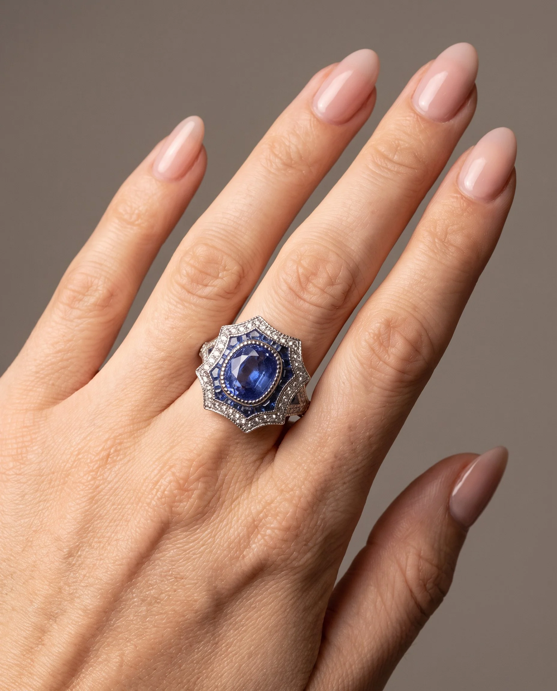 art-deco-style-platinum-256ct-sapphire-and-diamond-shield-ring-worn1-Mozeris-Fine-Antiques.jpg
