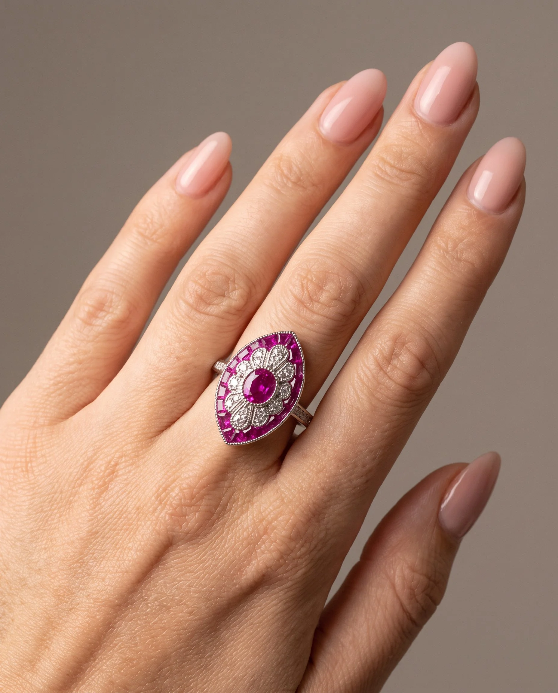 art-deco-style-platinum-burmese-ruby-and-diamond-navette-ring-worn1-Mozeris-Fine-Antiques.jpg