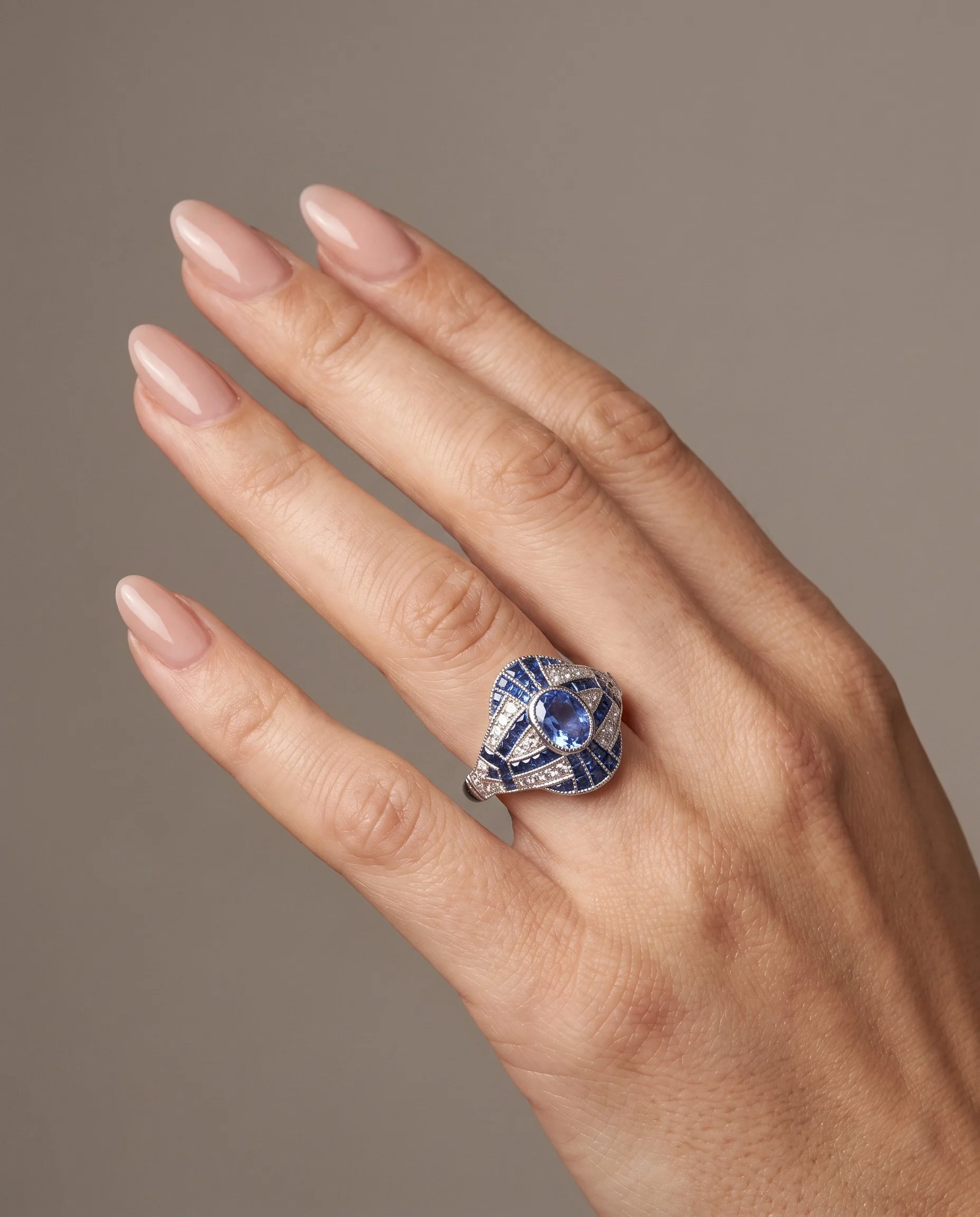 art-deco-style-platinum-sapphire-and-diamond-banded-navette-ring-worn1-Mozeris-Fine-Antiques.jpg